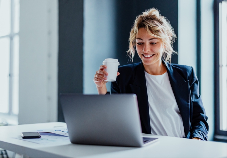 woman drinking coffee
