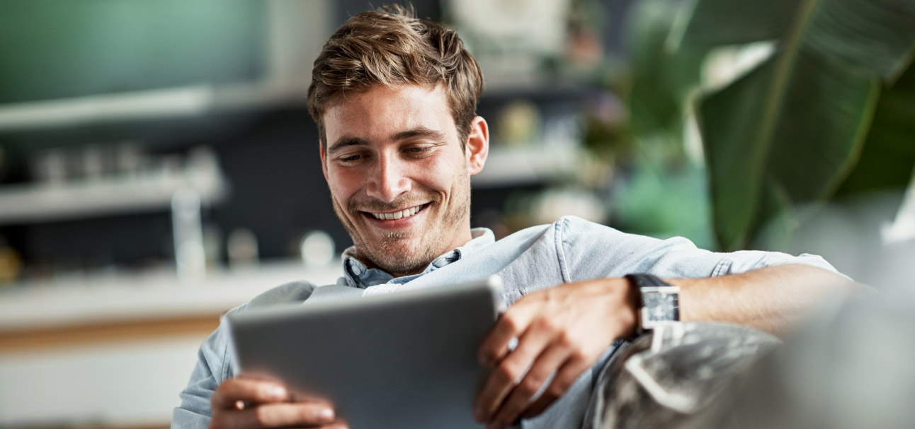 men watching tablet